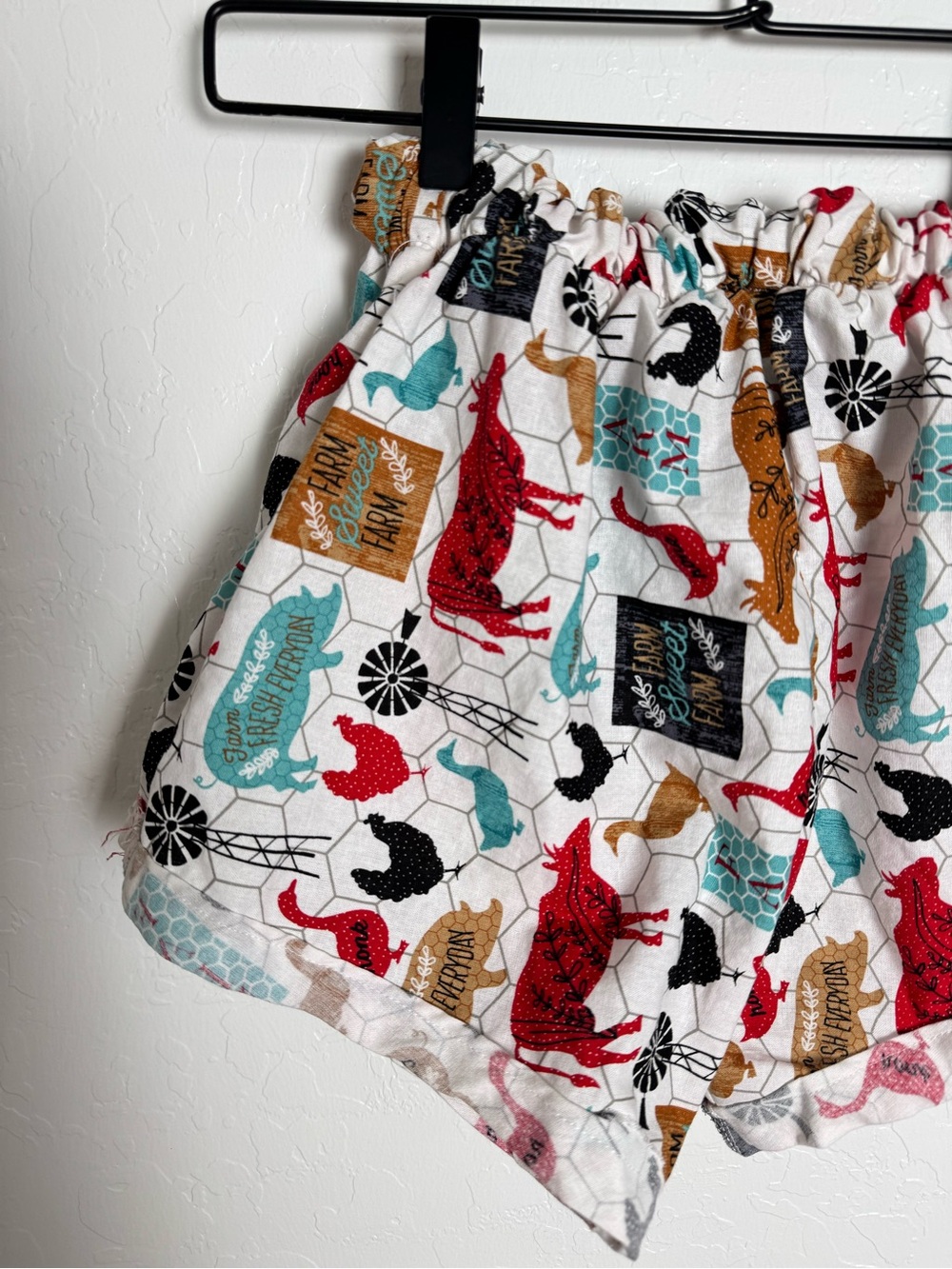 Hand Sewn Playful Farm House Animal Print Cotton Shorts - Picture 4 of 10